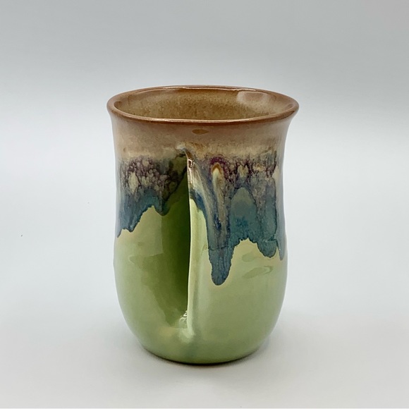 Neher Art Pottery Right Handwarmer Mug Green Blue Drip Glaze Clay In Motion 2016 - Picture 4 of 12